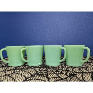 Fire-King Jadeite D-Handle Mugs – Set of 4 – Excellent Vintage Condition